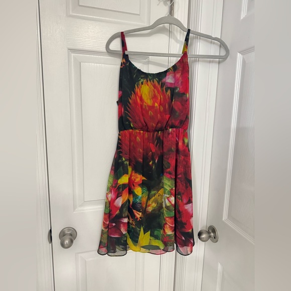 Alice & Olivia Daley Spaghetti Strap mini Dress Tropical Jungle size Medium - Picture 5 of 5